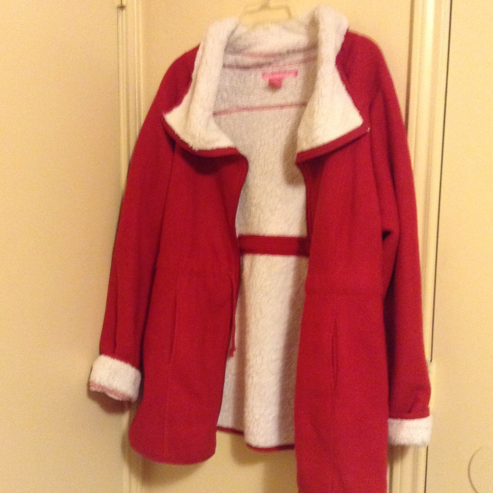 LIKE NEW red coat- warm cozy inside